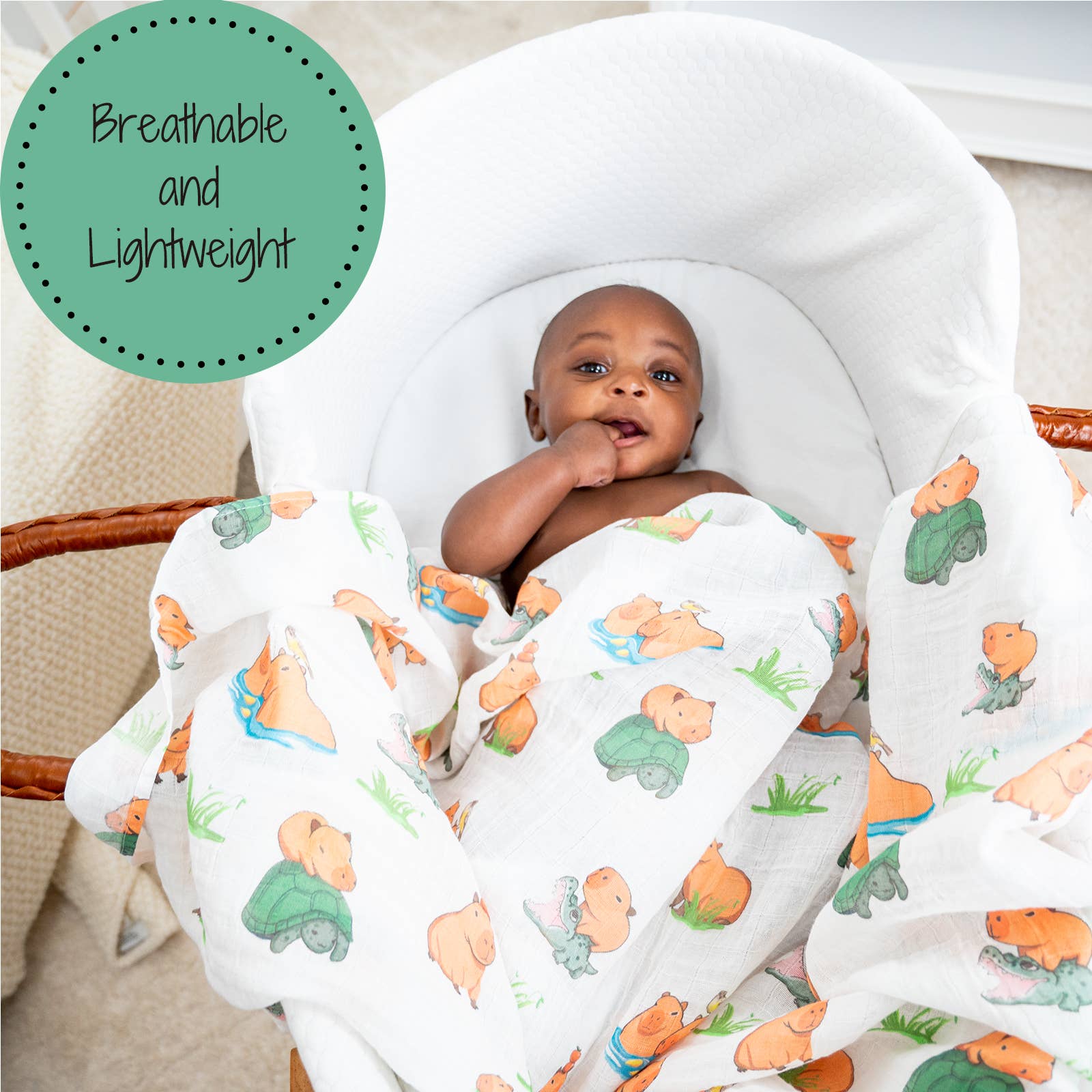 Be Cappy Capybara Baby Muslin Swaddle Wrap