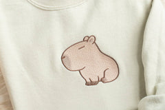 Embroidered Capybara Crewneck – Cozy Sweatshirt for Animal & Pet Lovers