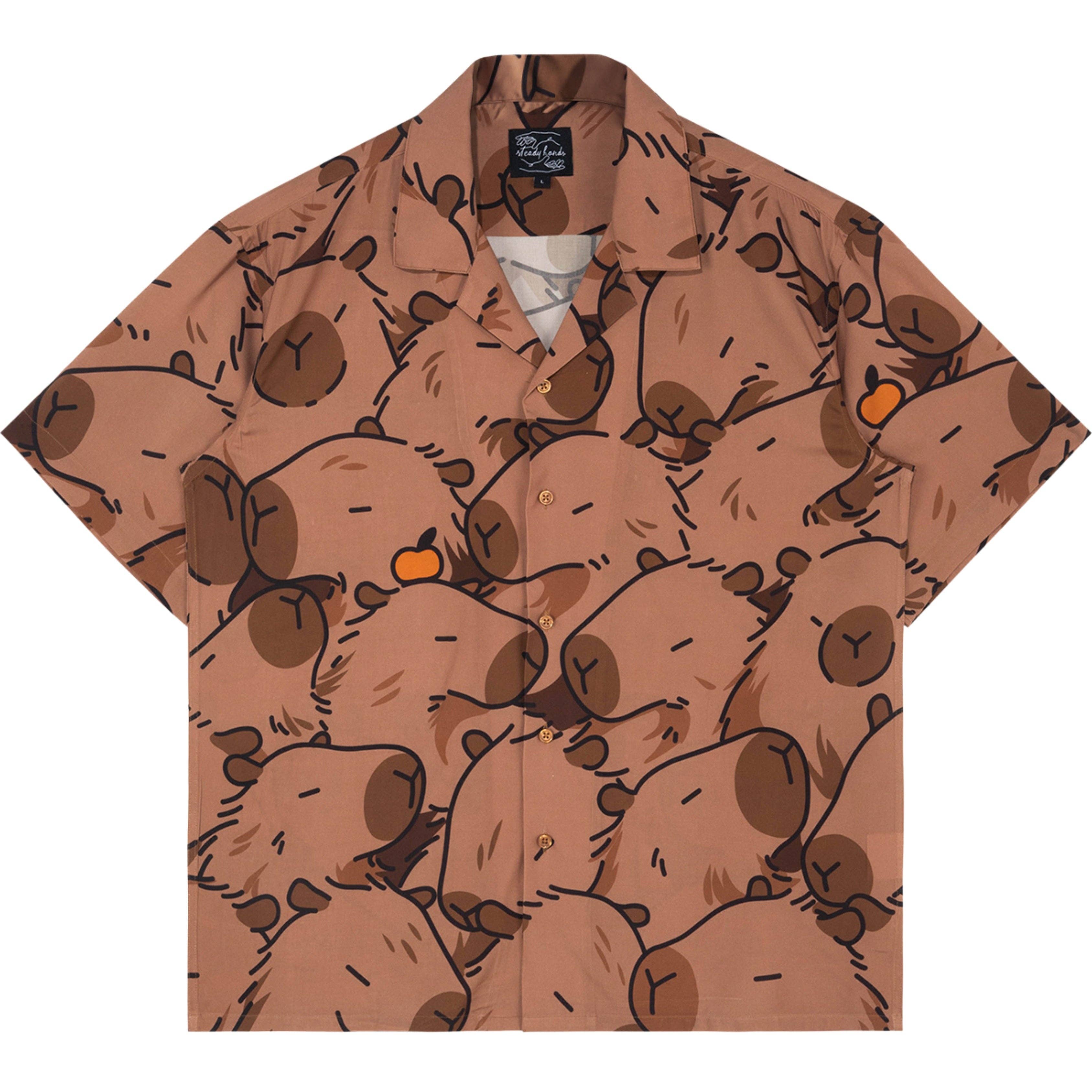 “Capybara With Me” Button-Up Shirt – Bold Capy Style for Everyday Wear