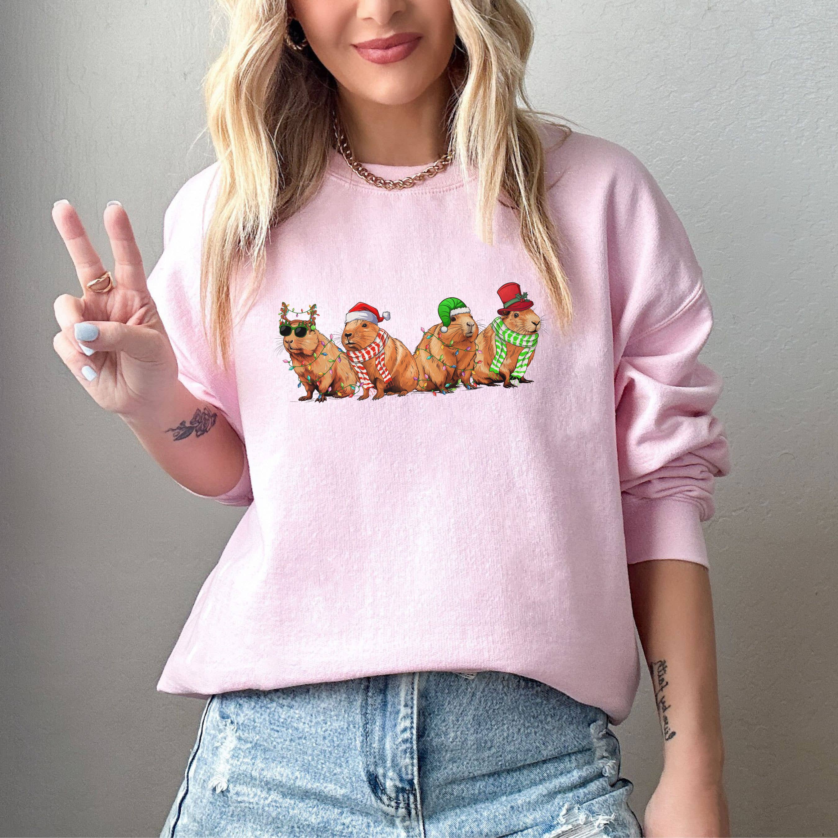 Capybara Christmas Sweatshirt – Cozy Holiday Apparel for Animal Lovers
