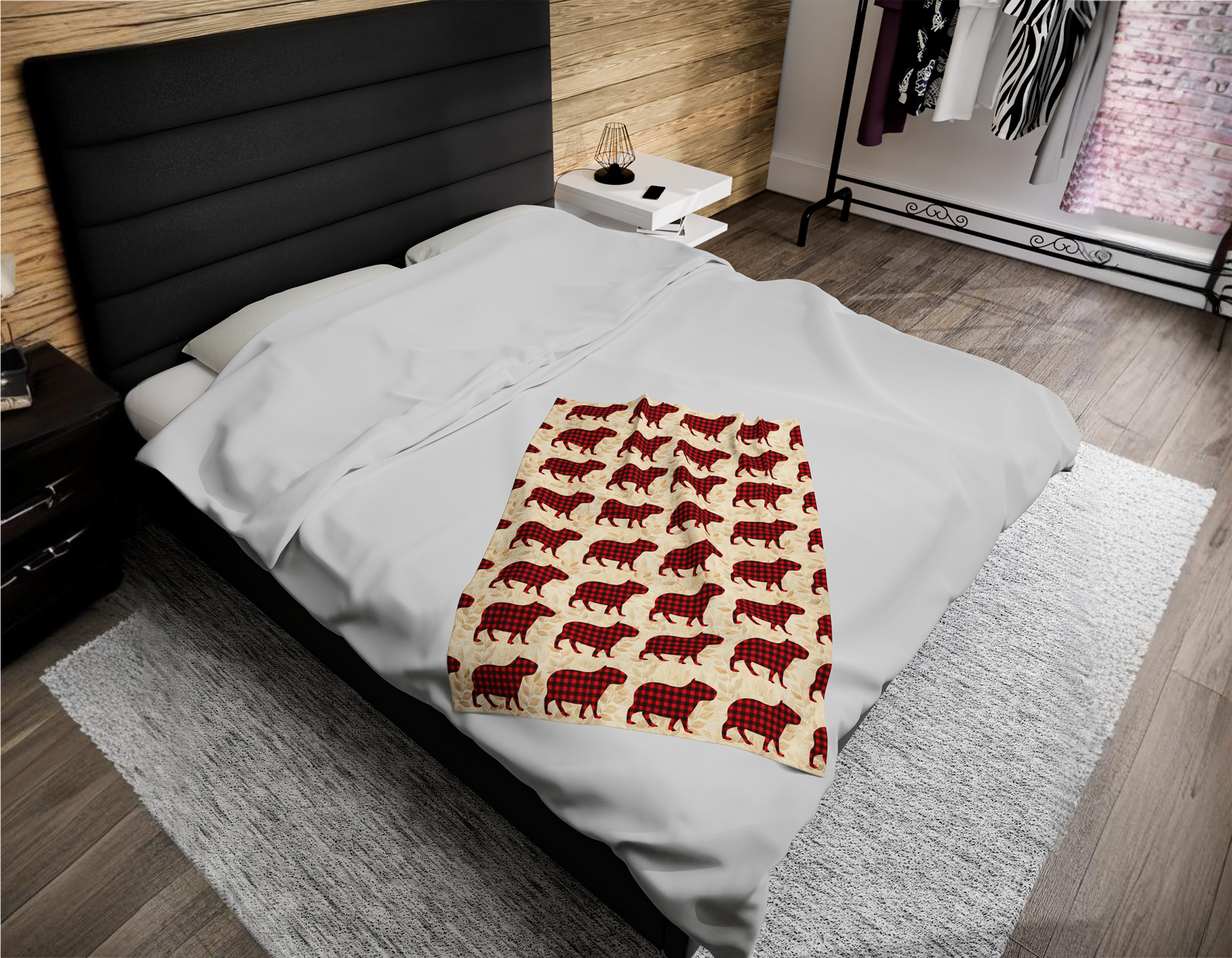 Retro Capybara Christmas Blanket - Festive Holiday Throw Gift