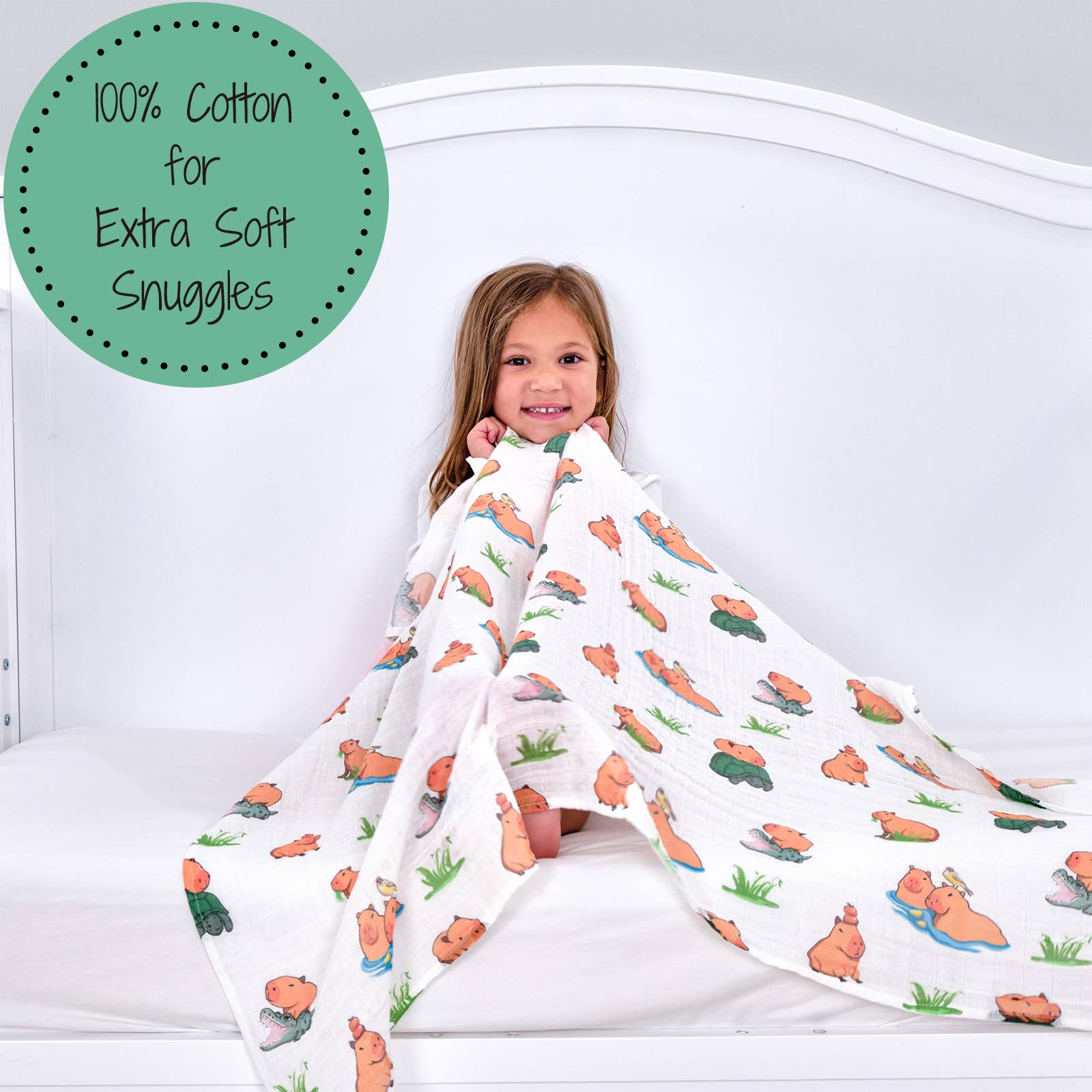 Be Cappy Capybara Baby Muslin Swaddle Wrap
