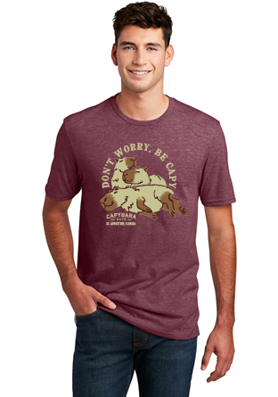 “Don’t Worry, Be Capy” Tee – Heather Cardinal Unisex Shirt