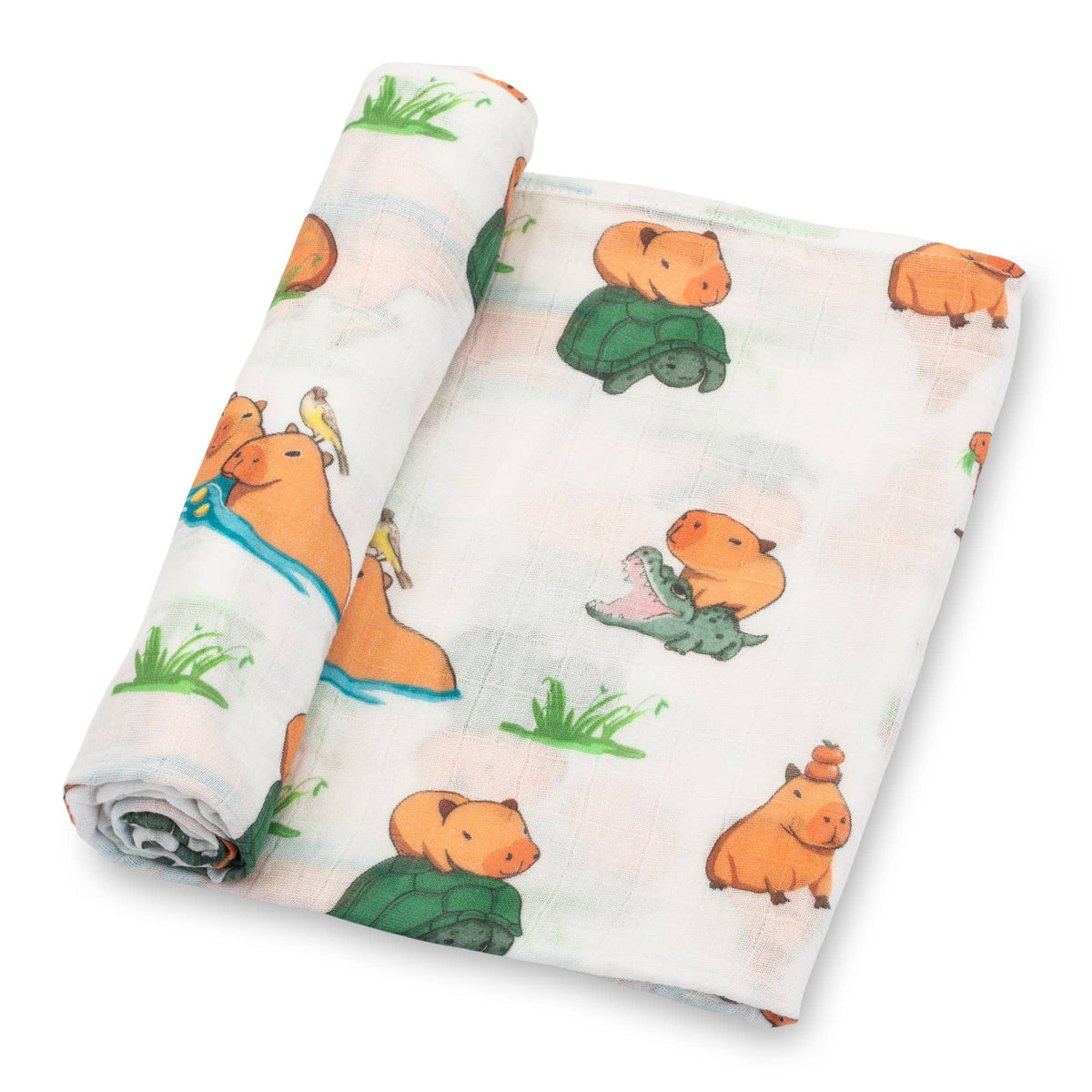 Be Cappy Capybara Baby Muslin Swaddle Wrap